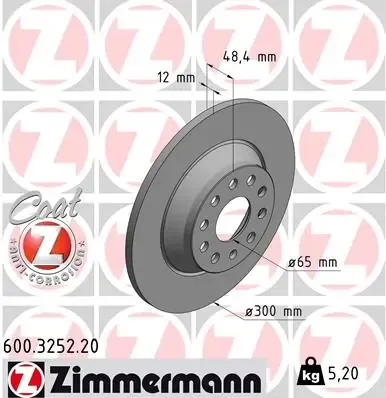 Tarcza hamulcowa tylna 600325220 Zimmermann