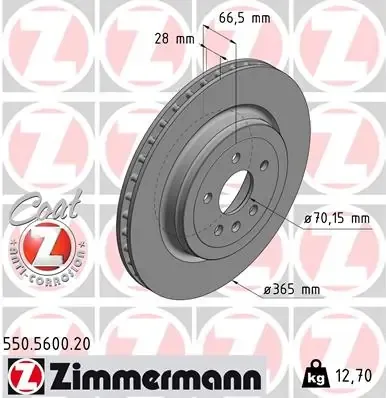Tarcza hamulcowa tylna 550560020 Zimmermann