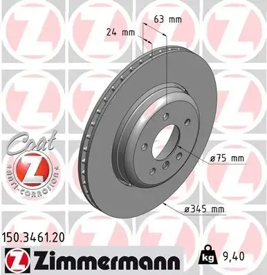 Tarcza hamulcowa tylna 150346120 Zimmermann