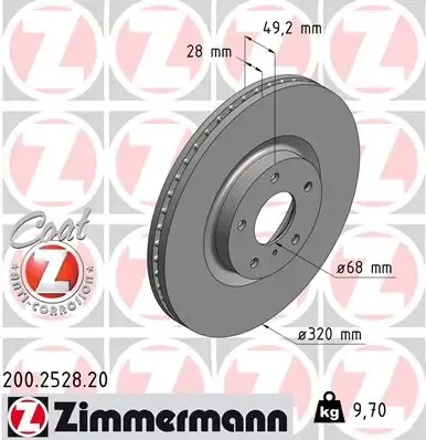 Tarcza hamulcowa przednia 200252820 Zimmermann