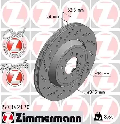 Tarcza hamulcowa tylna 150342170 Zimmermann