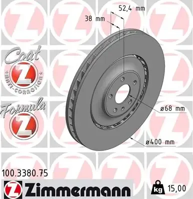 Tarcza hamulcowa przednia 100338075 Zimmermann