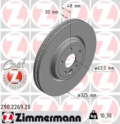 Tarcza hamulcowa przednia 290226920 Zimmermann