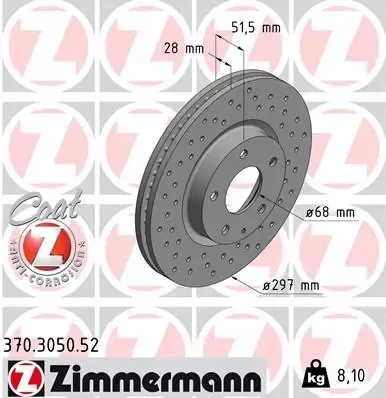 Tarcza hamulcowa przednia 370305052 Zimmermann