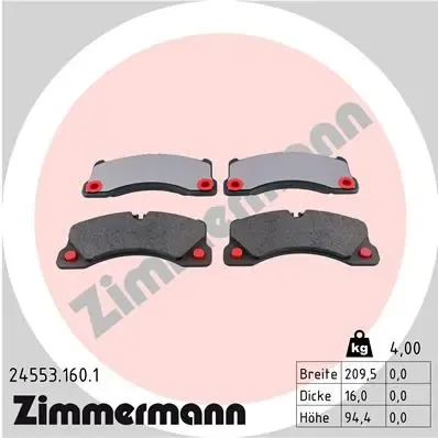 Klocki hamulcowe przednie tarczowe 245531601 Zimmermann