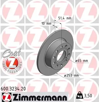 Tarcza hamulcowa tylna 600323420 Zimmermann