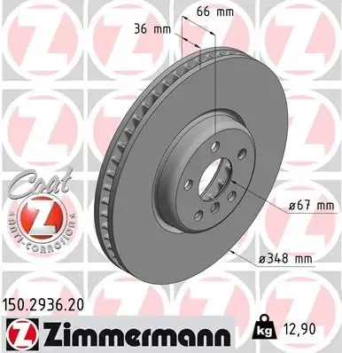 Tarcza hamulcowa przednia 150293620 Zimmermann