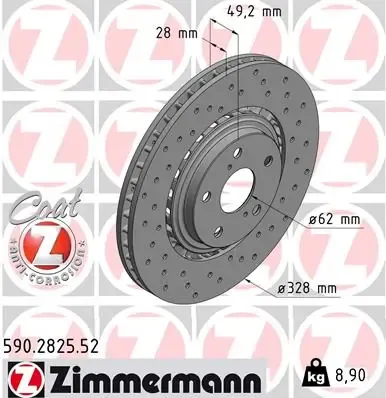 Tarcza hamulcowa przednia 590282552 Zimmermann