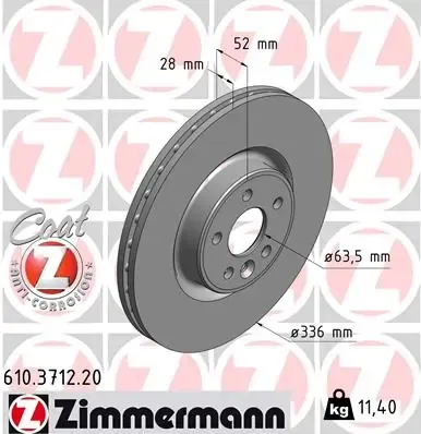 Tarcza hamulcowa przednia 610371220 Zimmermann
