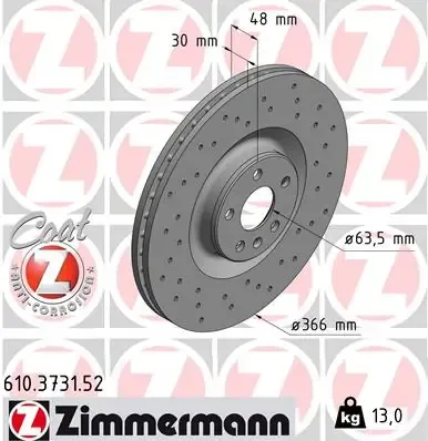 Tarcza hamulcowa przednia 610373152 Zimmermann