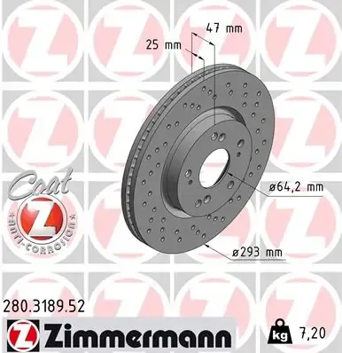 Tarcza hamulcowa przednia 280318952 Zimmermann