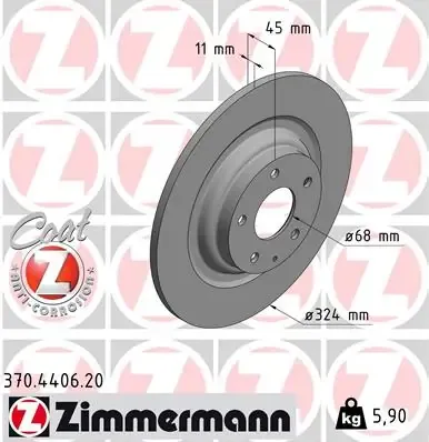 Tarcza hamulcowa tylna 370440620 Zimmermann
