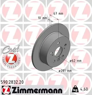 Tarcza hamulcowa tylna 590283220 Zimmermann
