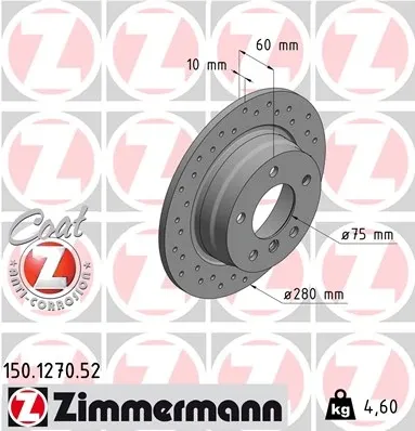 Tarcza hamulcowa tylna 150127052 Zimmermann