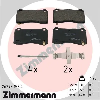 Klocki hamulcowe przednie tarczowe 262751552 Zimmermann