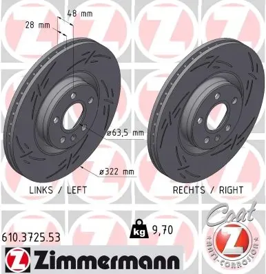 Tarcza hamulcowa przednia 610372553 Zimmermann
