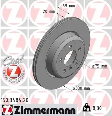 Tarcza hamulcowa tylna 150348420 Zimmermann
