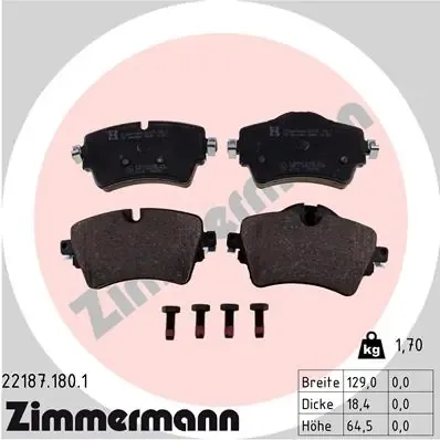 Klocki hamulcowe przednie tarczowe 221871801 Zimmermann