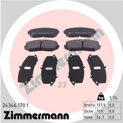 Klocki hamulcowe przednie tarczowe 243461701 Zimmermann