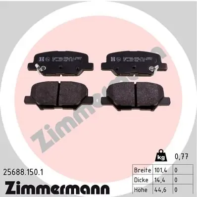Okładziny (klocki) do hamulców tarczowych tylne 256881501 Zimmermann