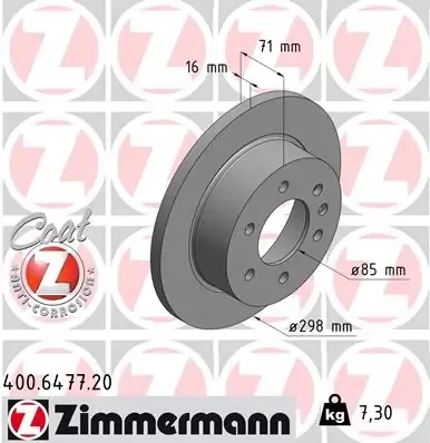 Tarcza hamulcowa tylna 400647720 Zimmermann