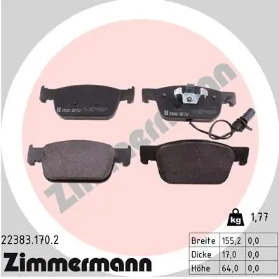 Klocki hamulcowe przednie tarczowe 223831702 Zimmermann