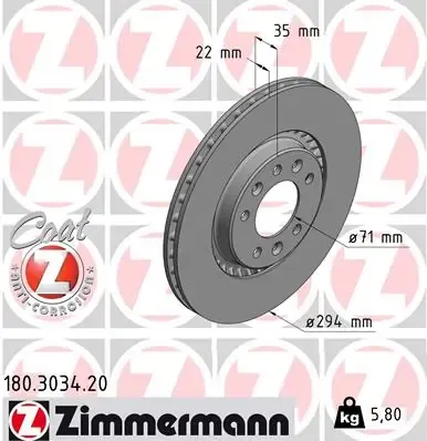 Tarcza hamulcowa tylna 180303420 Zimmermann