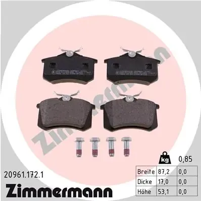 Okładziny (klocki) do hamulców tarczowych tylne 209611721 Zimmermann