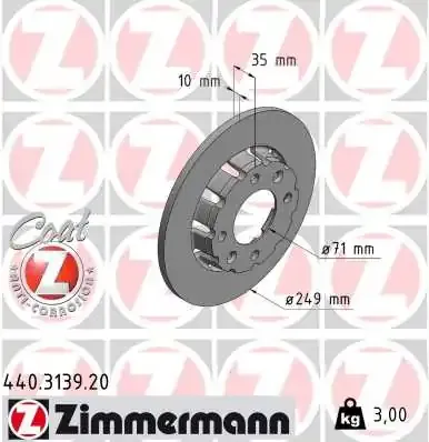 Tarcza hamulcowa tylna 440313920 Zimmermann