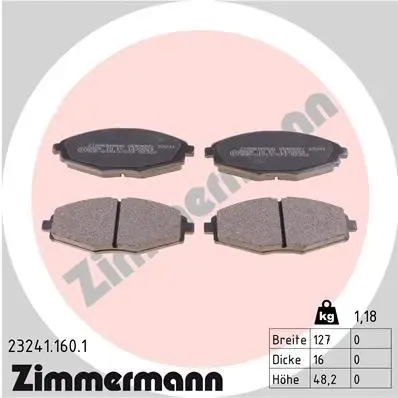 Klocki hamulcowe przednie tarczowe 232411601 Zimmermann