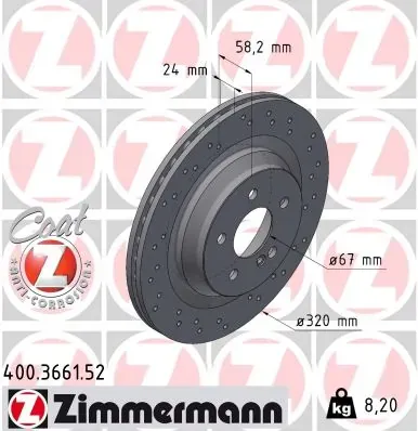 Tarcza hamulcowa tylna 400366152 Zimmermann