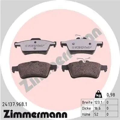 Okładziny (klocki) do hamulców tarczowych tylne 241379681 Zimmermann