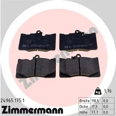 Klocki hamulcowe przednie tarczowe 249651751 Zimmermann