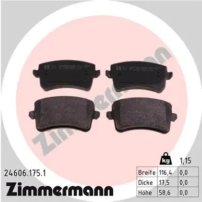 Okładziny (klocki) do hamulców tarczowych tylne 246061751 Zimmermann