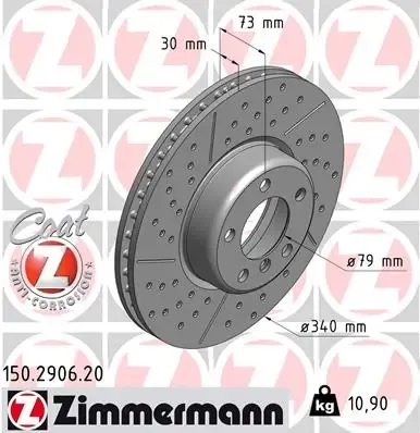 Tarcza hamulcowa przednia 150290620 Zimmermann