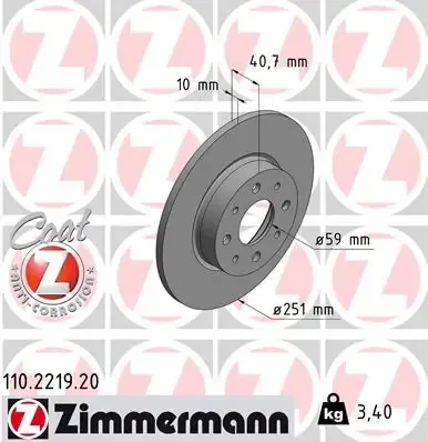 Tarcza hamulcowa tylna 110221920 Zimmermann