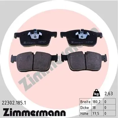 Klocki hamulcowe przednie tarczowe 223021851 Zimmermann