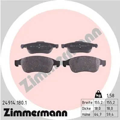 Klocki hamulcowe przednie tarczowe 249141801 Zimmermann