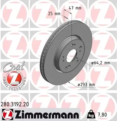 Tarcza hamulcowa przednia 280319220 Zimmermann