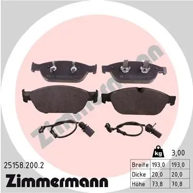 Klocki hamulcowe przednie tarczowe 251582002 Zimmermann
