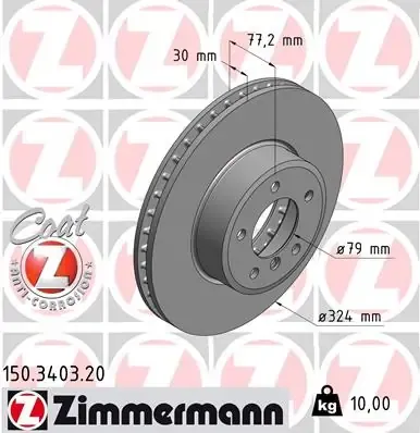 Tarcza hamulcowa przednia 150340320 Zimmermann