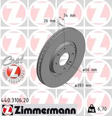 Tarcza hamulcowa przednia 440310620 Zimmermann