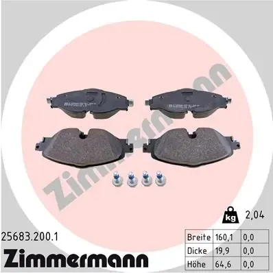 Klocki hamulcowe przednie tarczowe 256832001 Zimmermann