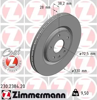 Tarcza hamulcowa przednia 230238420 Zimmermann