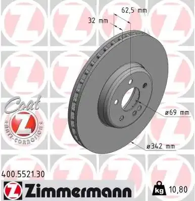 Tarcza hamulcowa przednia 400552130 Zimmermann
