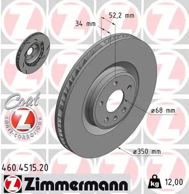 Tarcza hamulcowa przednia 460451520 Zimmermann
