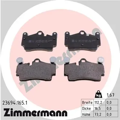 Okładziny (klocki) do hamulców tarczowych tylne 236941651 Zimmermann