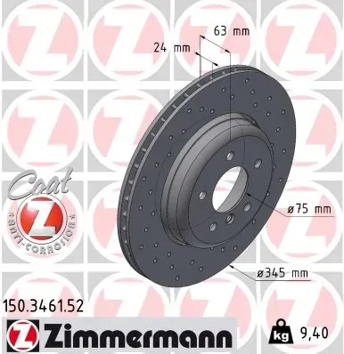 Tarcza hamulcowa tylna 150346152 Zimmermann