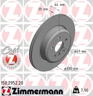Tarcza hamulcowa tylna 150295220 Zimmermann
