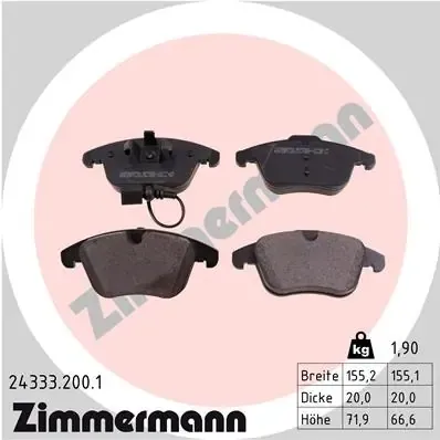 Klocki hamulcowe przednie tarczowe 243332001 Zimmermann
